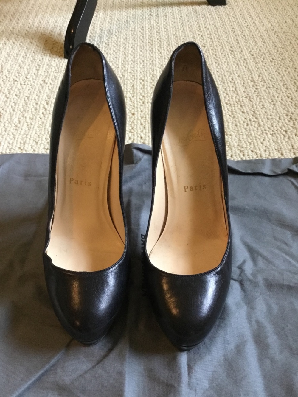 Christian louboutin black leather platform pumps